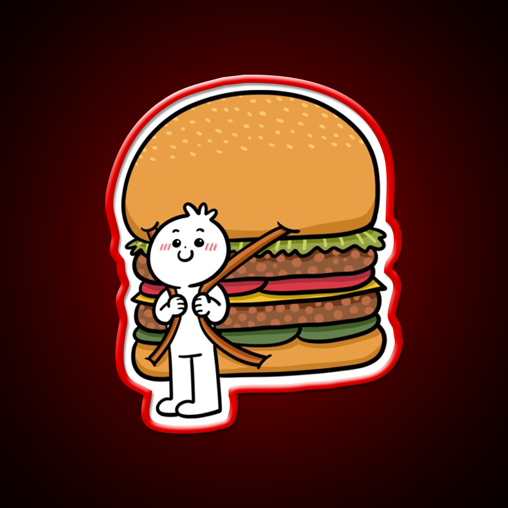 Backpack Burger Fast Food Led Neon Sign For Burger Place Rgb Color