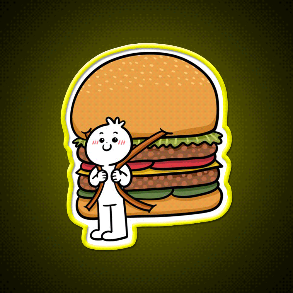 Backpack Burger Fast Food Led Neon Sign For Burger Place Rgb Color