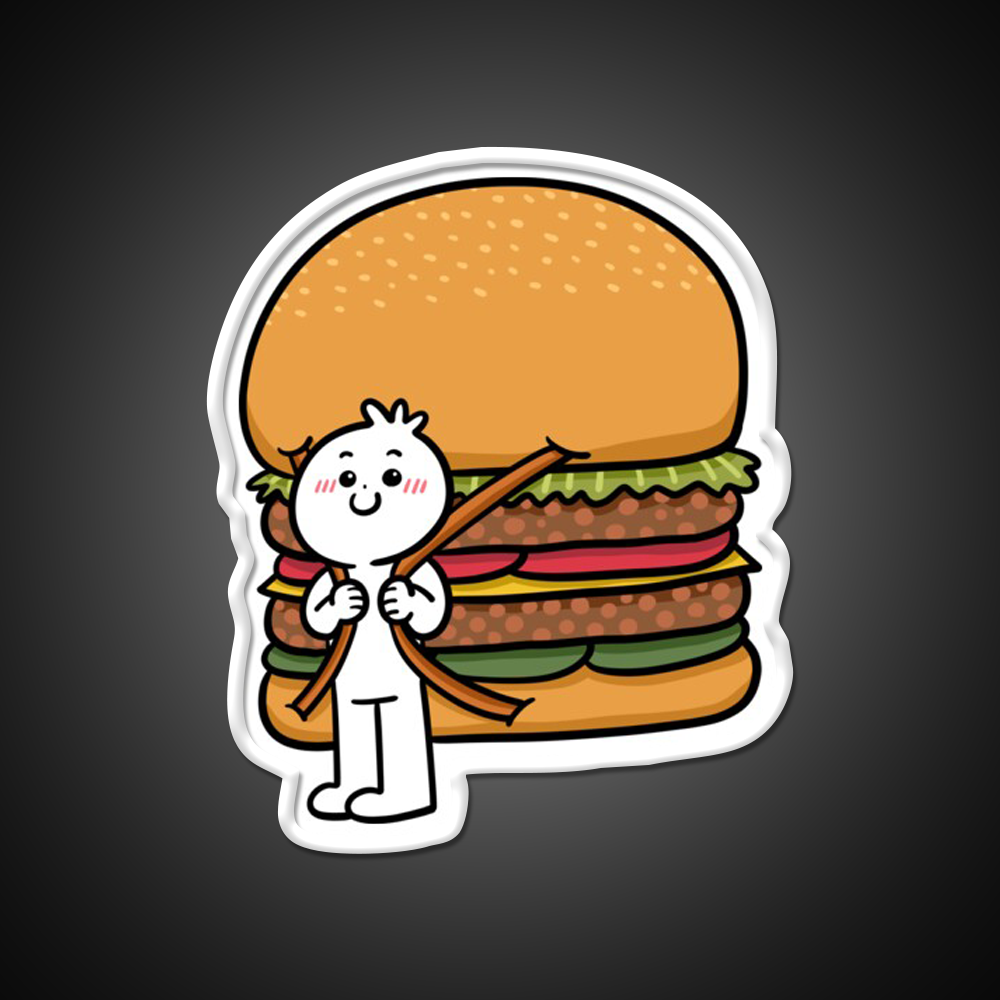 Backpack Burger Fast Food Led Neon Sign For Burger Place Rgb Color