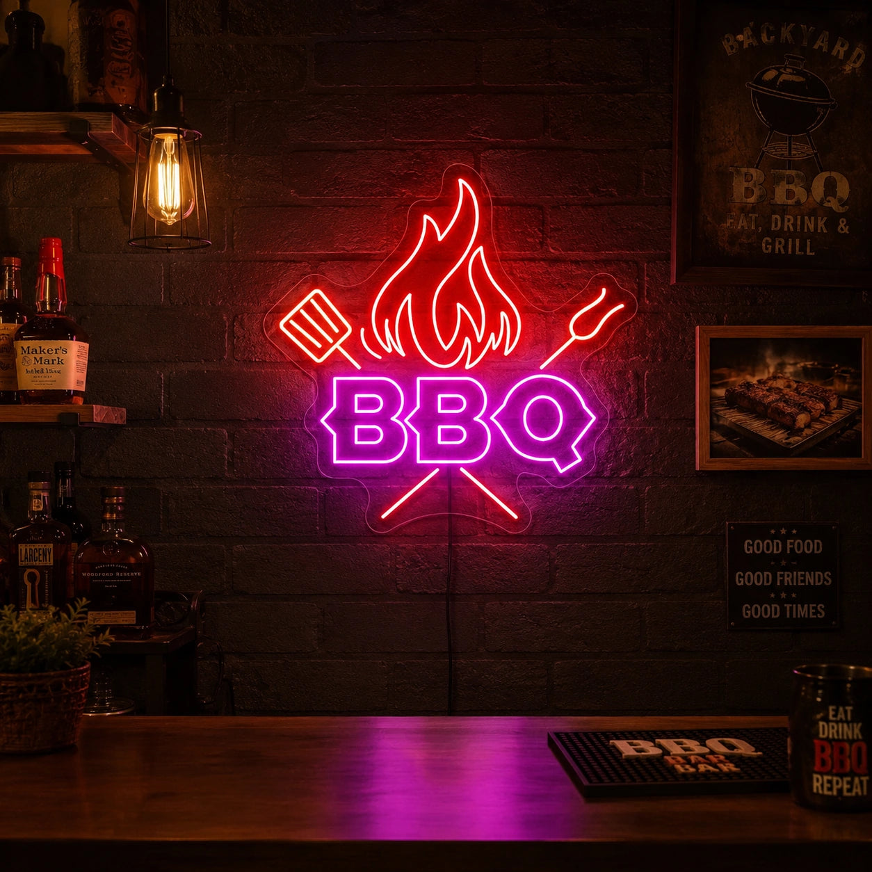 Backyard BBQ Neon Sign LED Neon Sign real lifestyle scene
