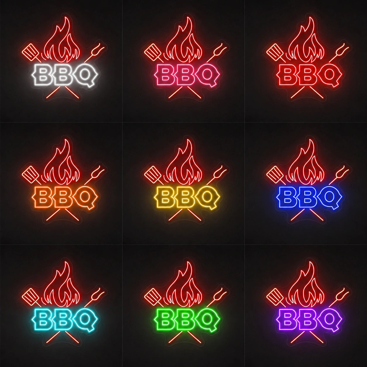 Backyard BBQ Neon Sign LED Neon Sign color grid