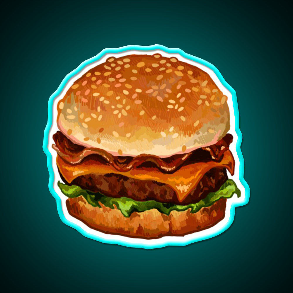 Bacon Cheeseburger Fast Food Led Neon Sign For Burger Place Rgb Color