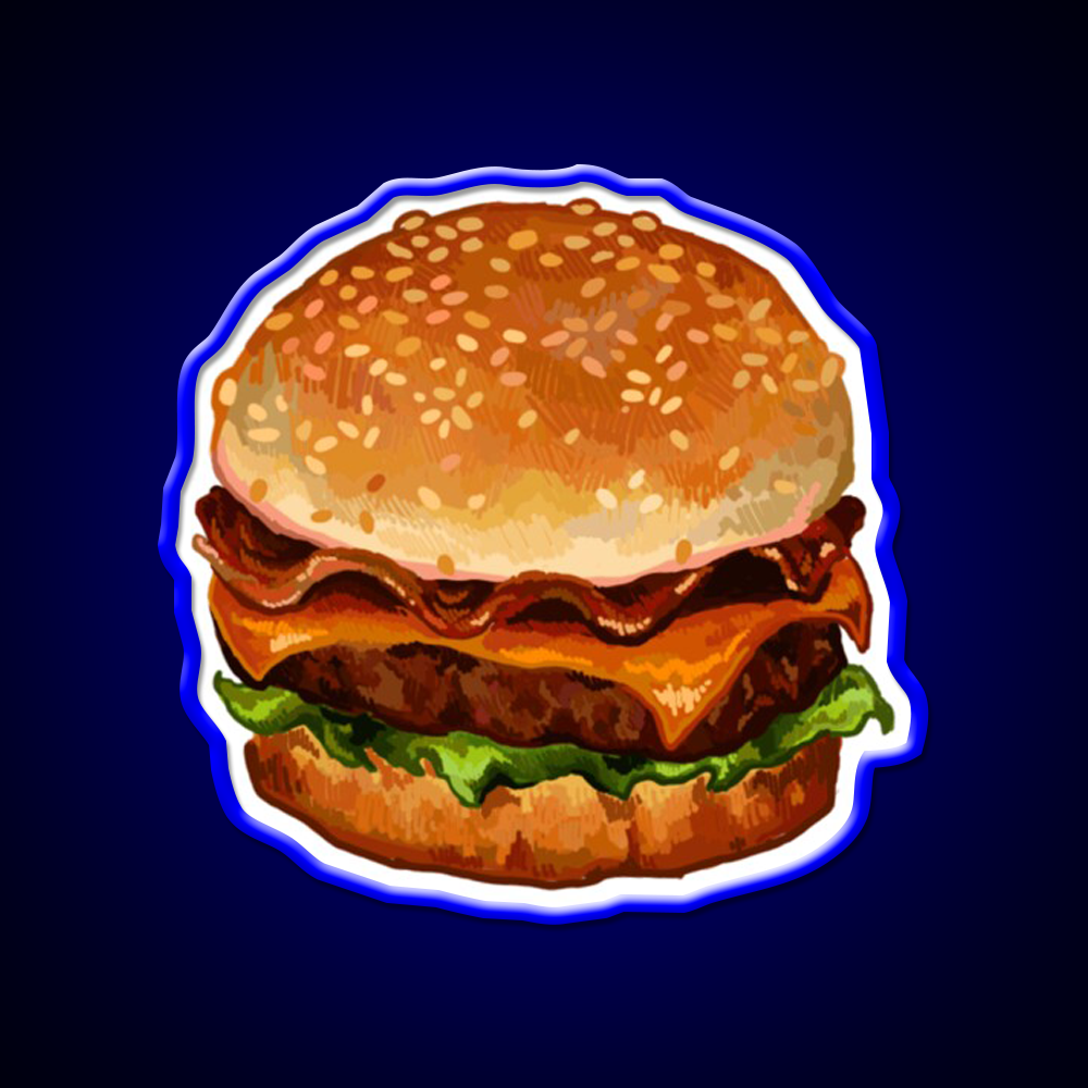 Bacon Cheeseburger Fast Food Led Neon Sign For Burger Place Rgb Color