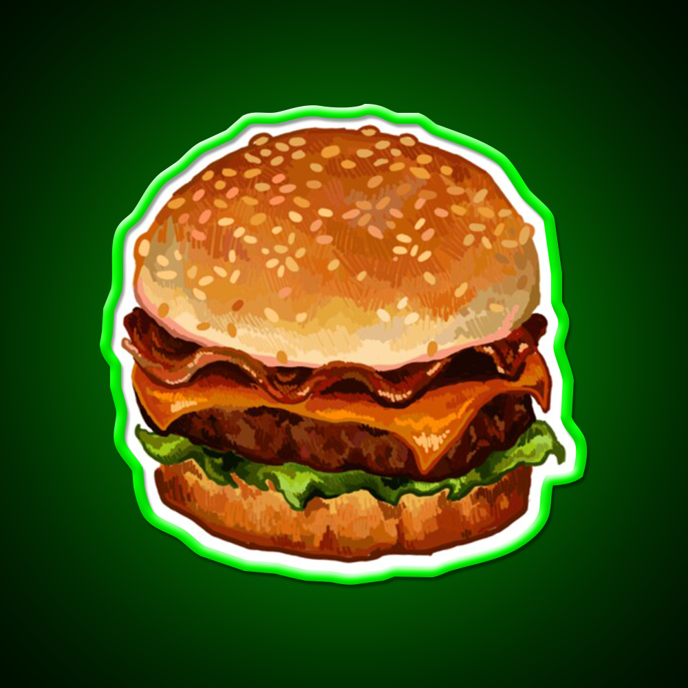Bacon Cheeseburger Fast Food Led Neon Sign For Burger Place Rgb Color