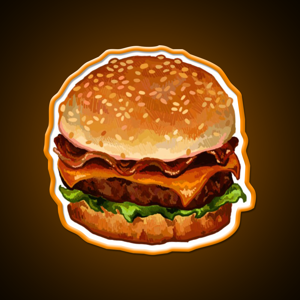 Bacon Cheeseburger Fast Food Led Neon Sign For Burger Place Rgb Color