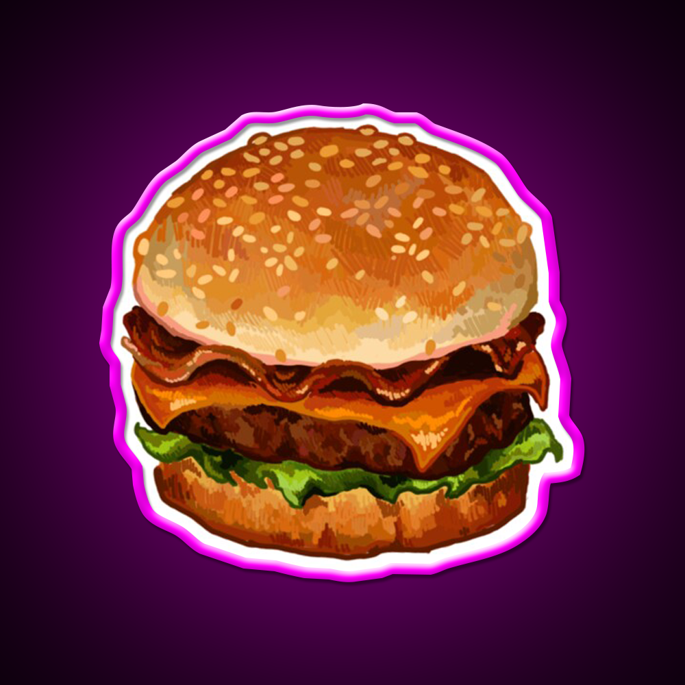 Bacon Cheeseburger Fast Food Led Neon Sign For Burger Place Rgb Color