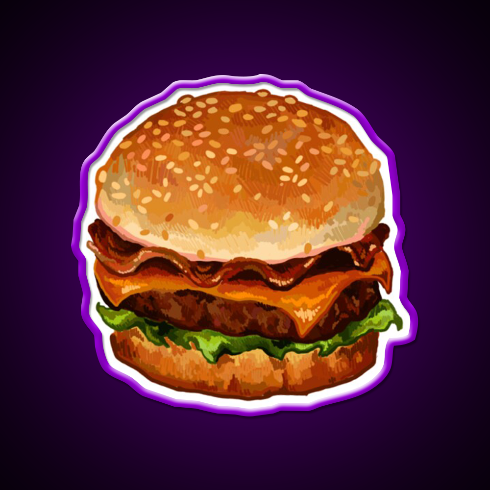 Bacon Cheeseburger Fast Food Led Neon Sign For Burger Place Rgb Color