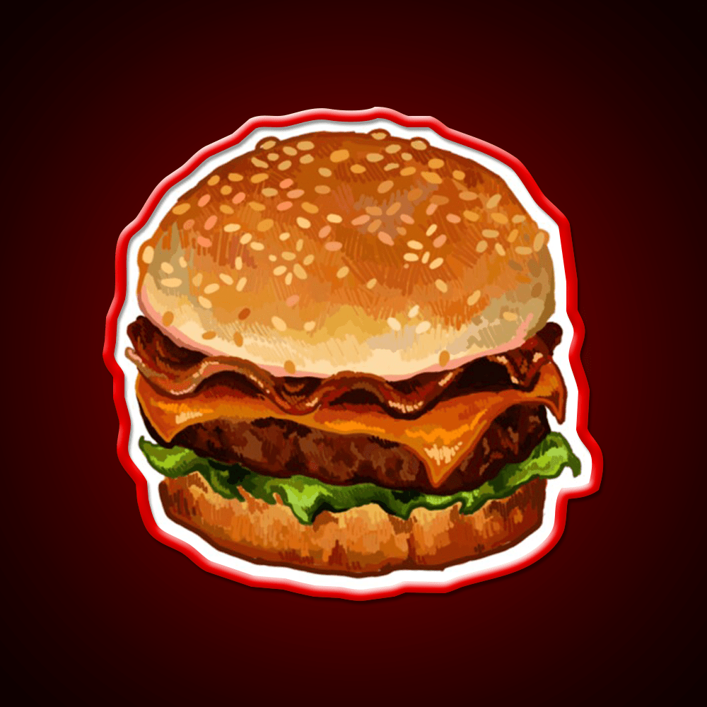 Bacon Cheeseburger Fast Food Led Neon Sign For Burger Place Rgb Color - Shineneon
