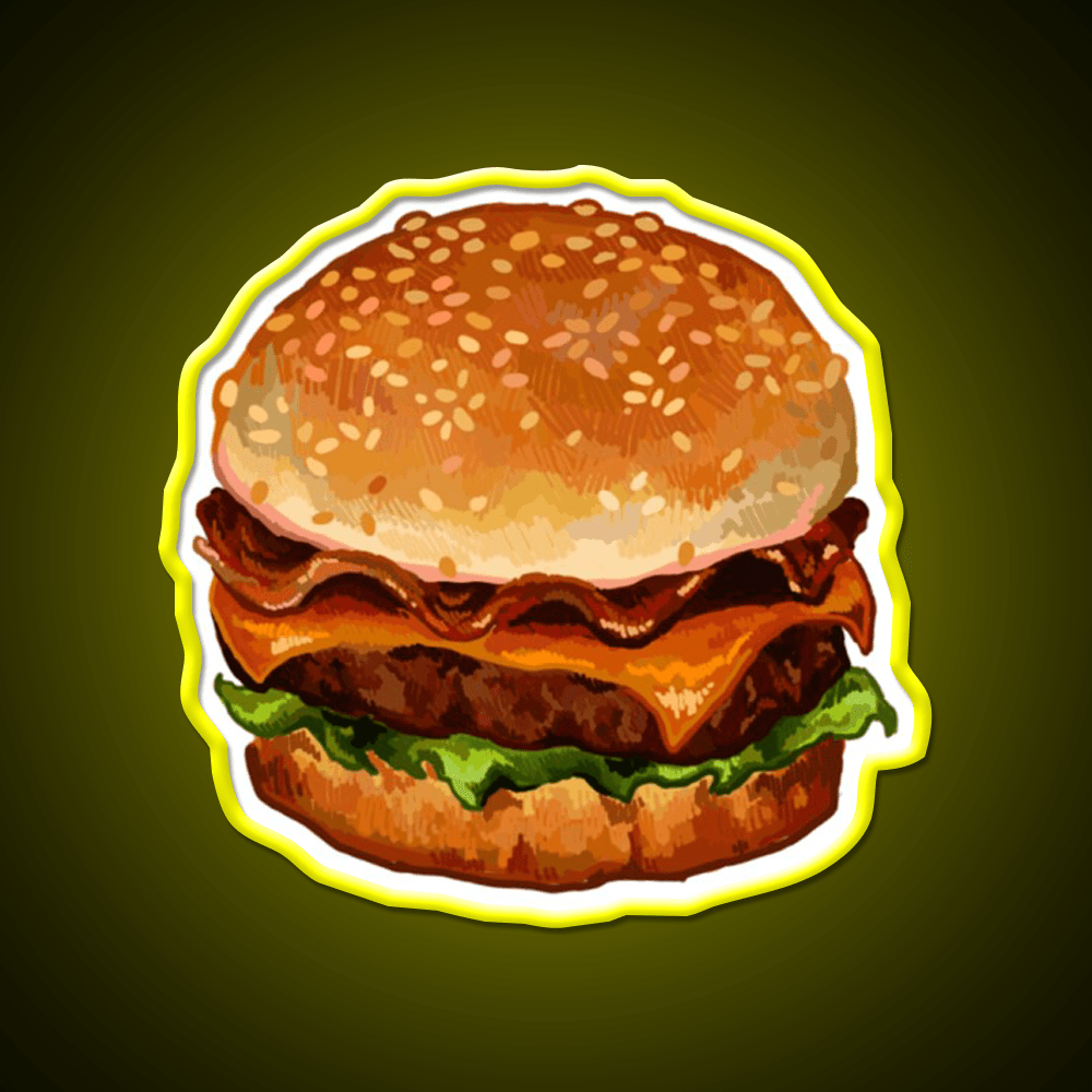 Bacon Cheeseburger Fast Food Led Neon Sign For Burger Place Rgb Color - Shineneon