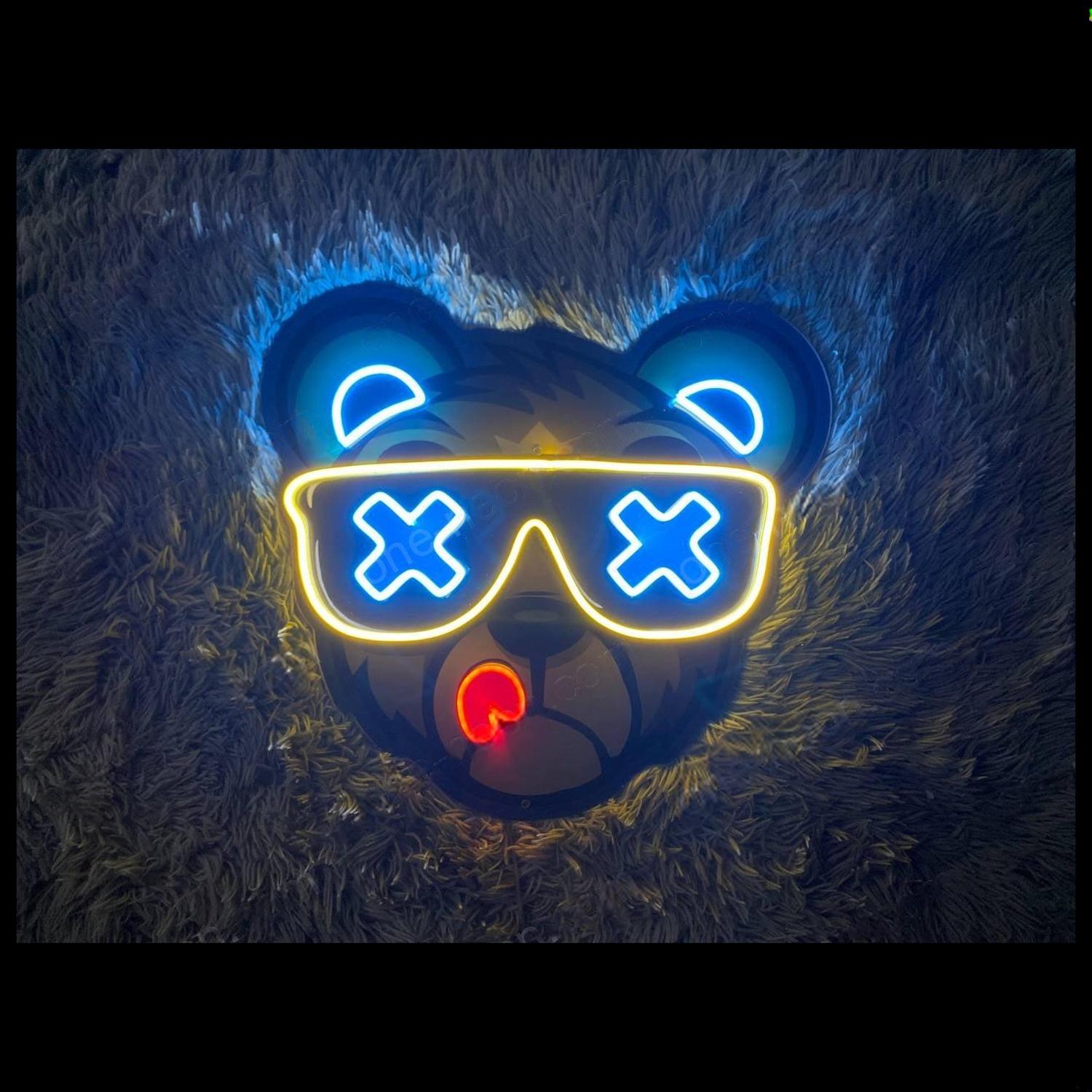 Bad Bear Cartoon Led Neon Sign With Blue Yellow Red For Home Decor | Shineneon