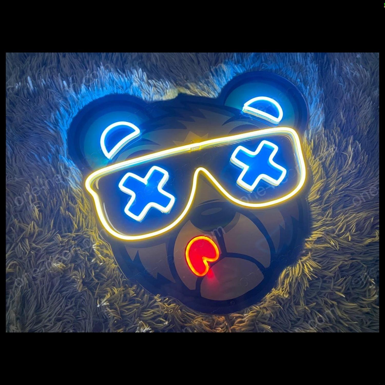 Bad Bear Cartoon Led Neon Sign With Blue Yellow Red For Home Decor | Shineneon