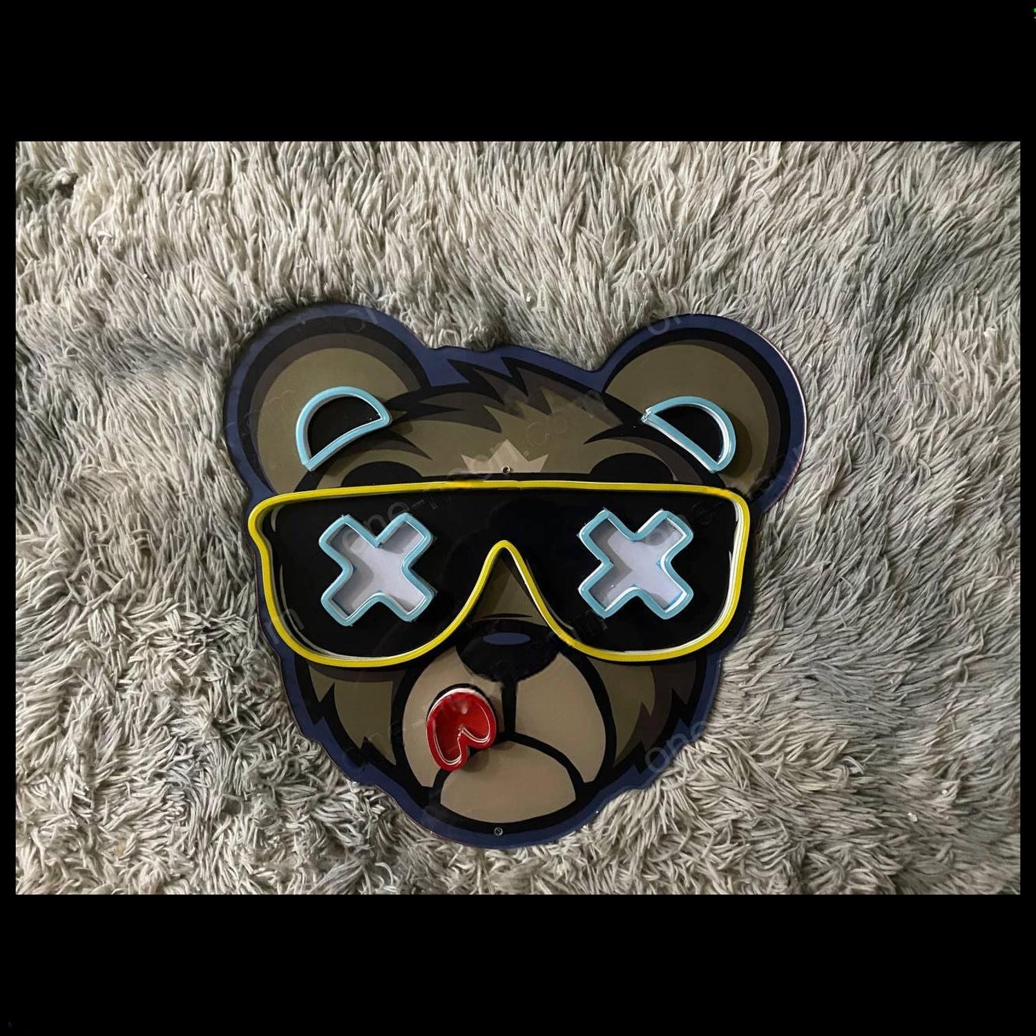 Bad Bear Cartoon Led Neon Sign With Blue Yellow Red For Home Decor | Shineneon