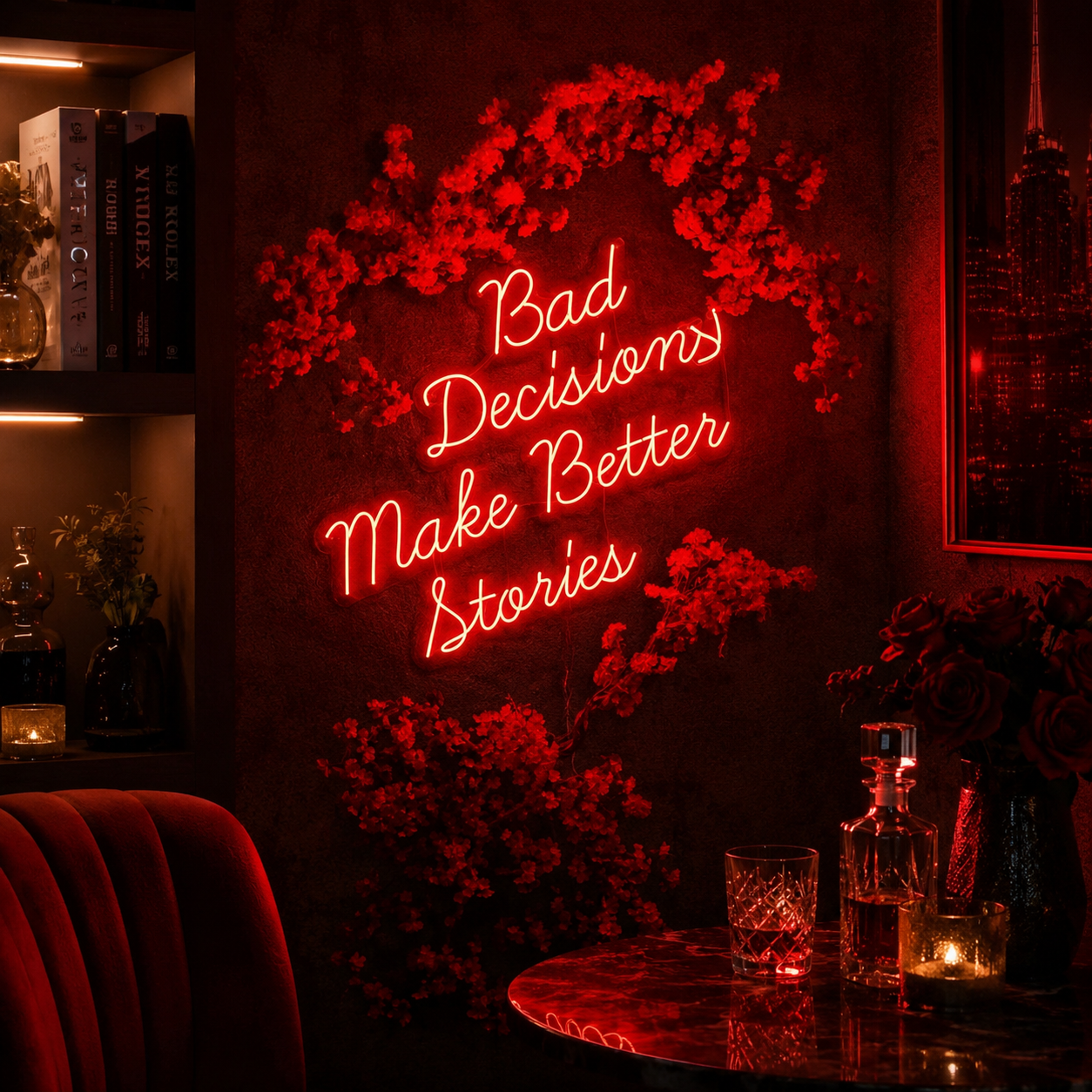 Bad Decision Make Better Stories LED Neon Sign - 03 Real Lifestyle Scene