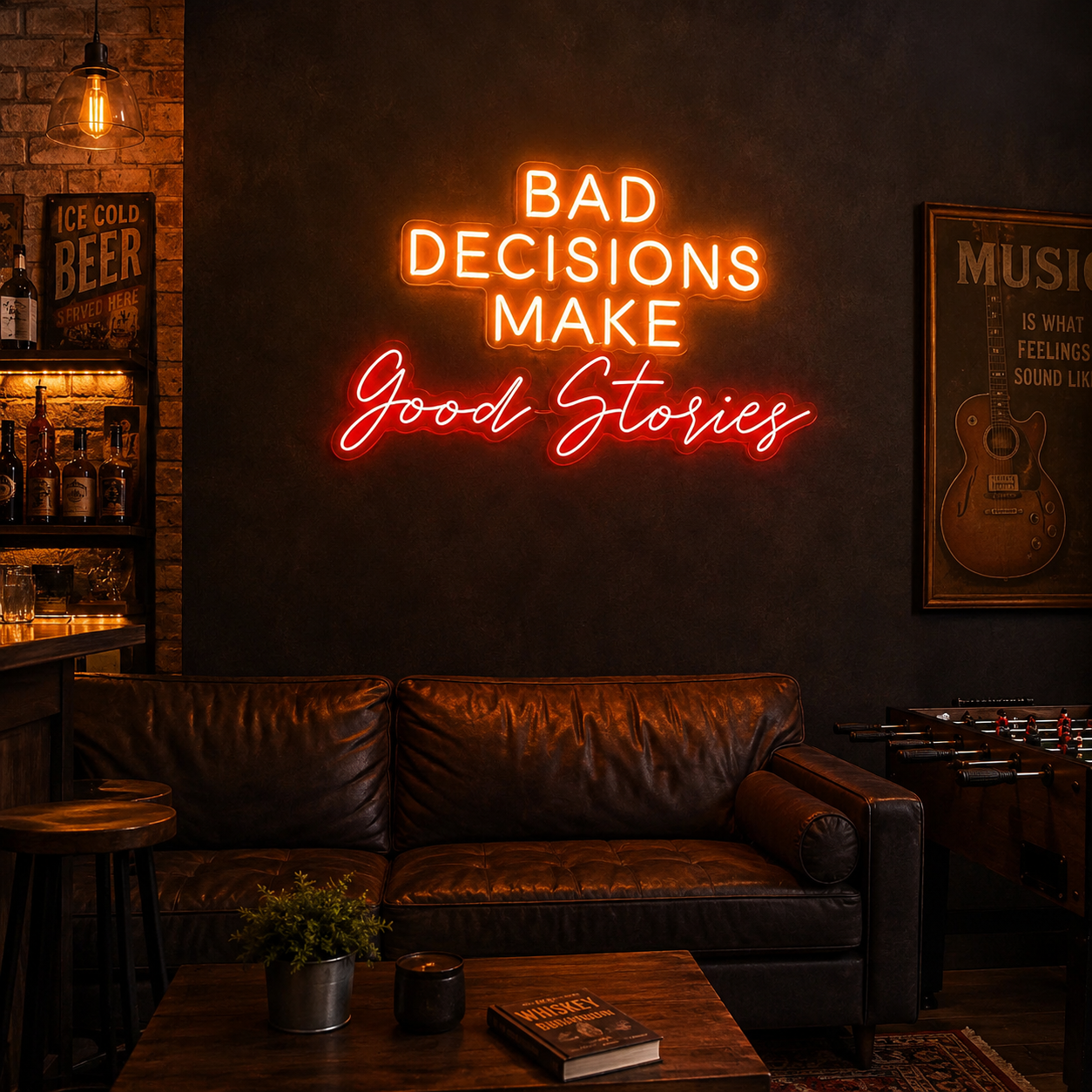 Bad Decision Make Good Stories Wall Decor LED Neon Sign - 03 Real Lifestyle Scene