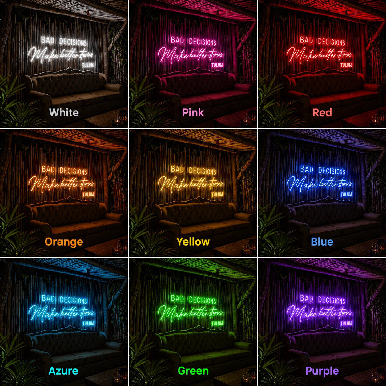 Bad Decisions Make Better Stories LED Neon Sign Bedroom Decor - 05 Color Grid