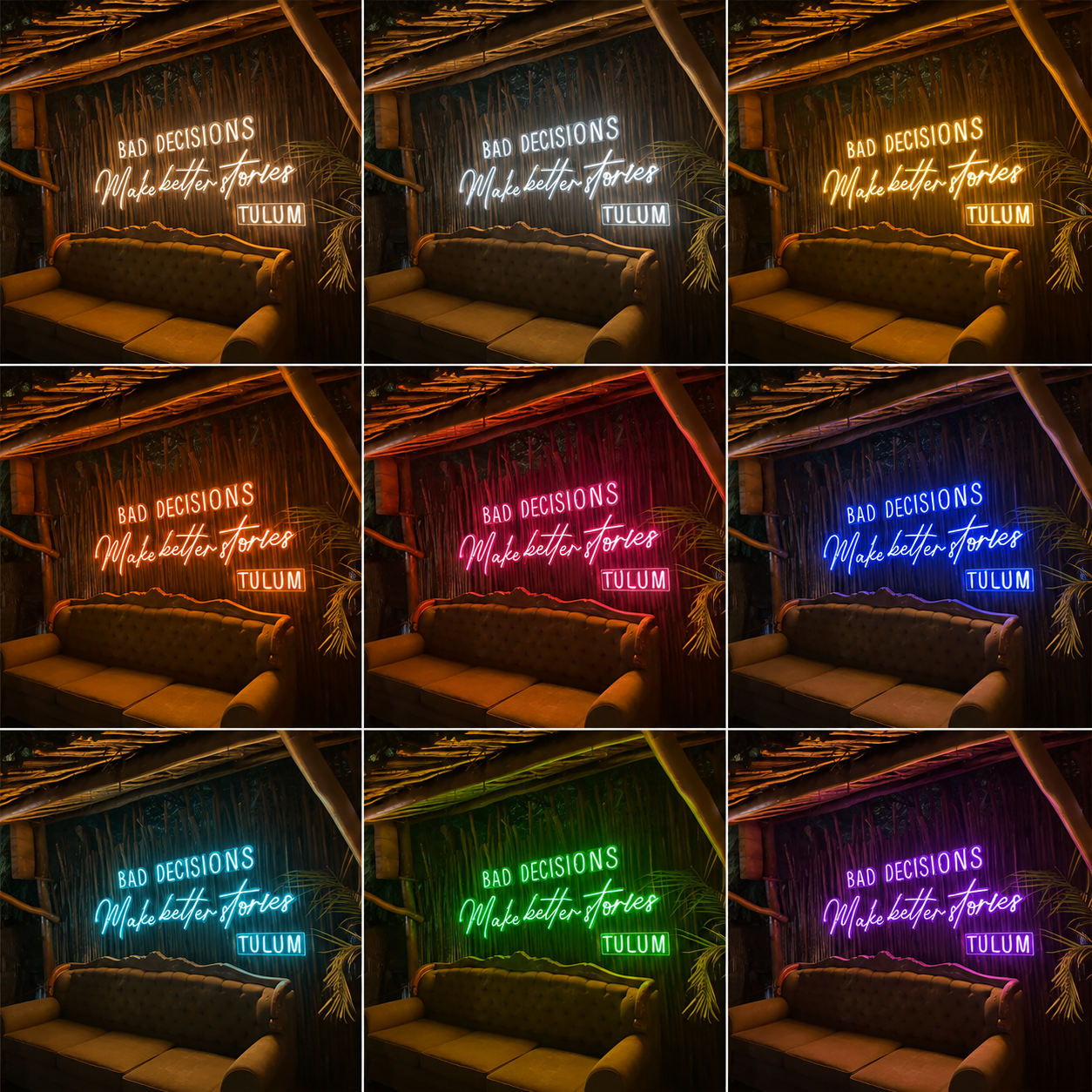Bad Decisions Make Better Stories LED Neon Sign Home Art - 05 Color Grid