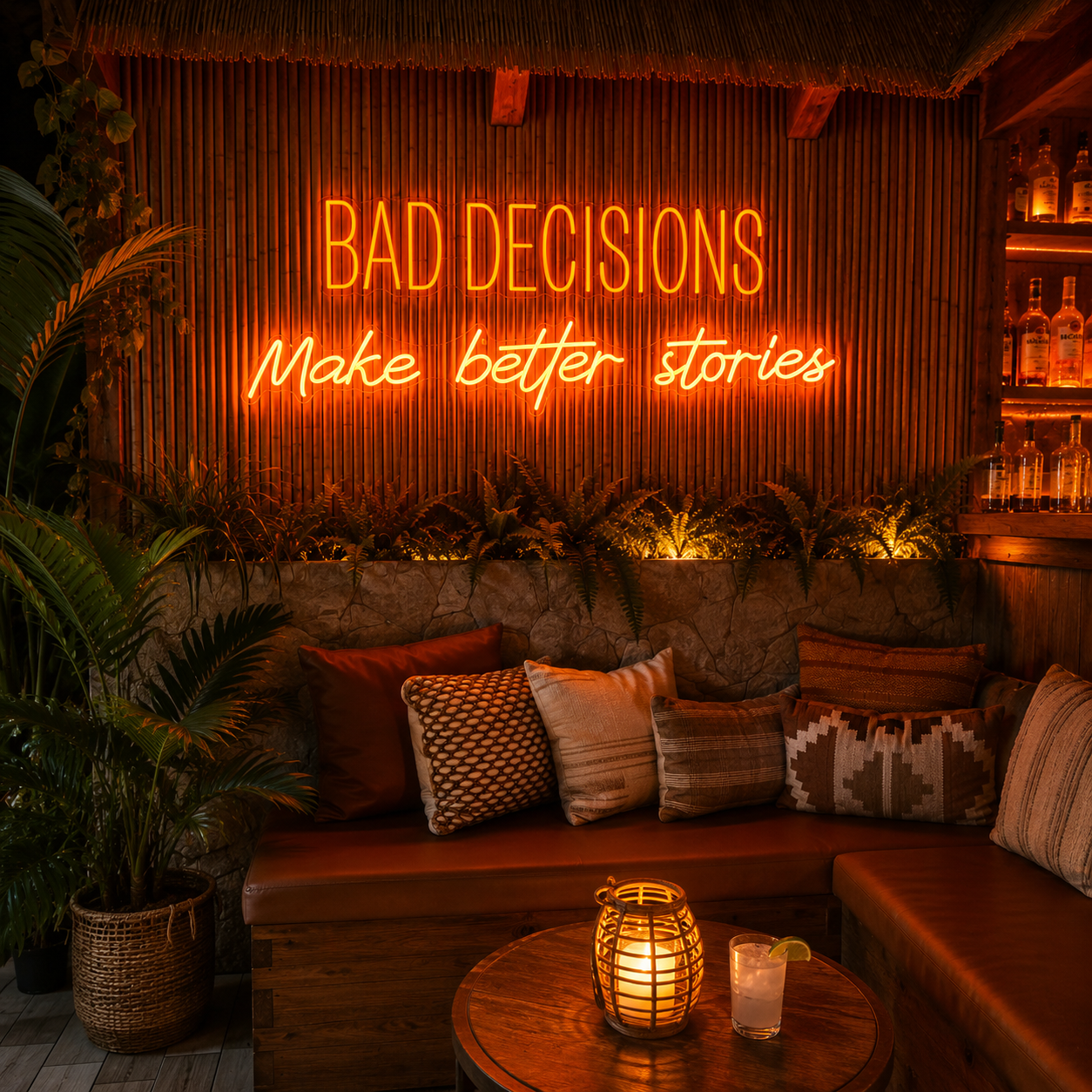 Bad Decisions Make Better Stories LED Neon Sign Home Wall Art Home Art - 03 Real Lifestyle Scene