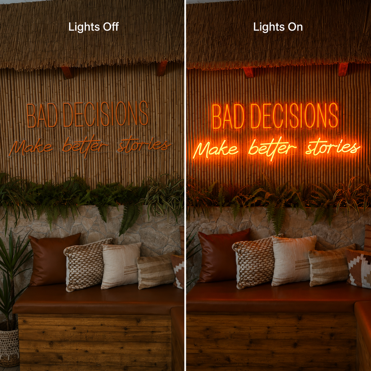 Bad Decisions Make Better Stories LED Neon Sign Home Wall Art Home Art - 06 Day Night Comparison