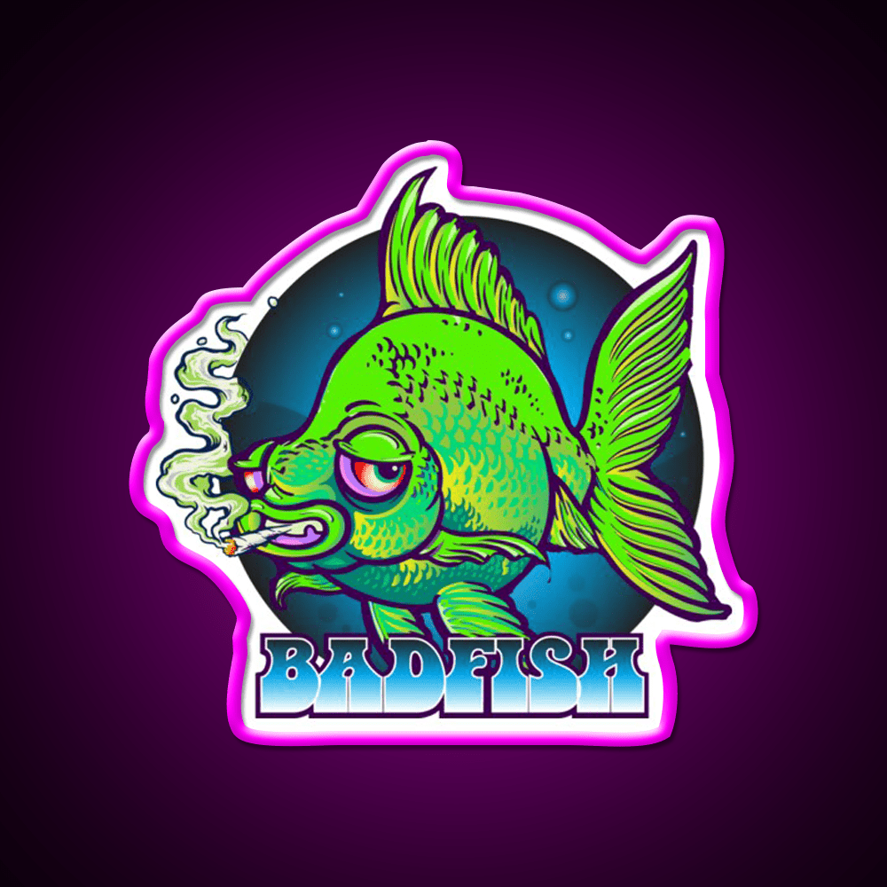 Bad Fish Hemp Inspired Green Leaf Led Neon Sign Rgb Color - Shineneon