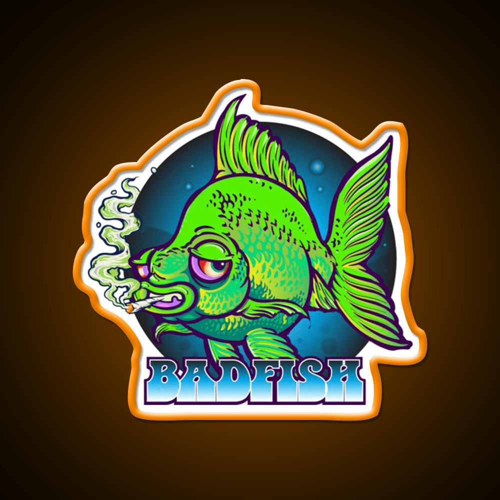 Bad Fish Hemp Inspired Green Leaf Led Neon Sign Rgb Color - Shineneon