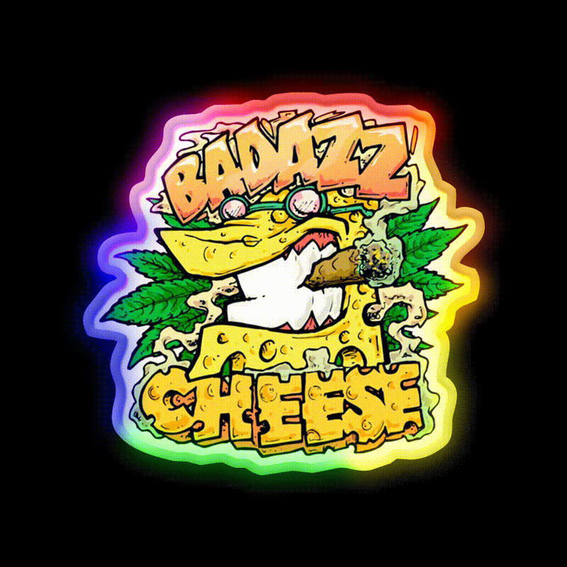 Badazz Cheese Cannabic Hemp Inspired Green Leaf Led Neon Sign Rgb Color - LED neon sign close-up detail