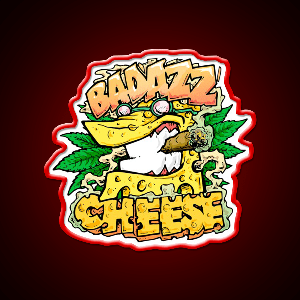 Badazz Cheese Cannabic Hemp Inspired Green Leaf Led Neon Sign Rgb Color - Shineneon
