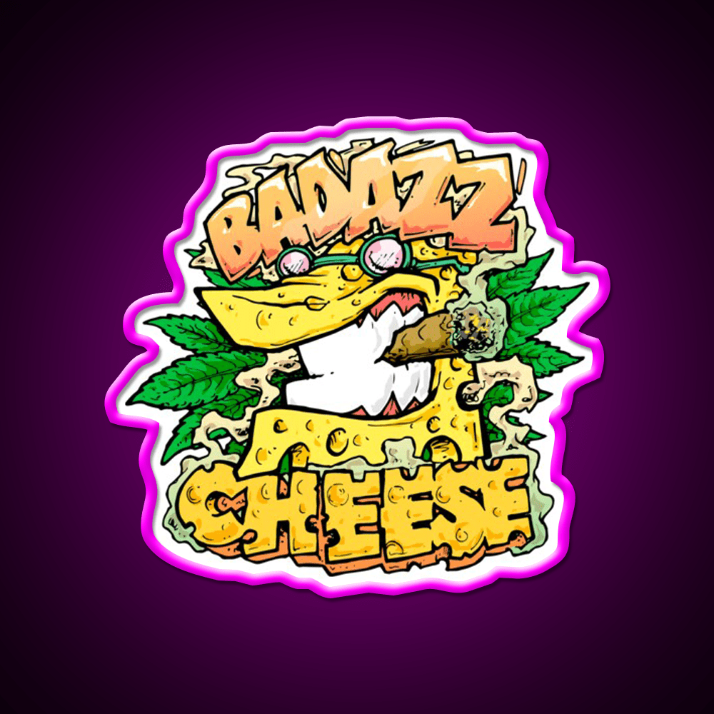 Badazz Cheese Cannabic Hemp Inspired Green Leaf Led Neon Sign Rgb Color - Shineneon