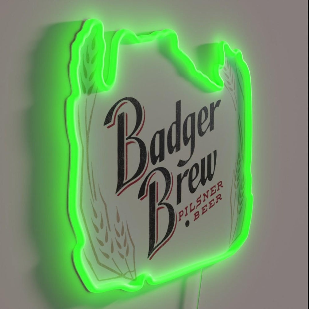Badger Brew Retro Defunct Wisconsin Rgb Led Neon Sign