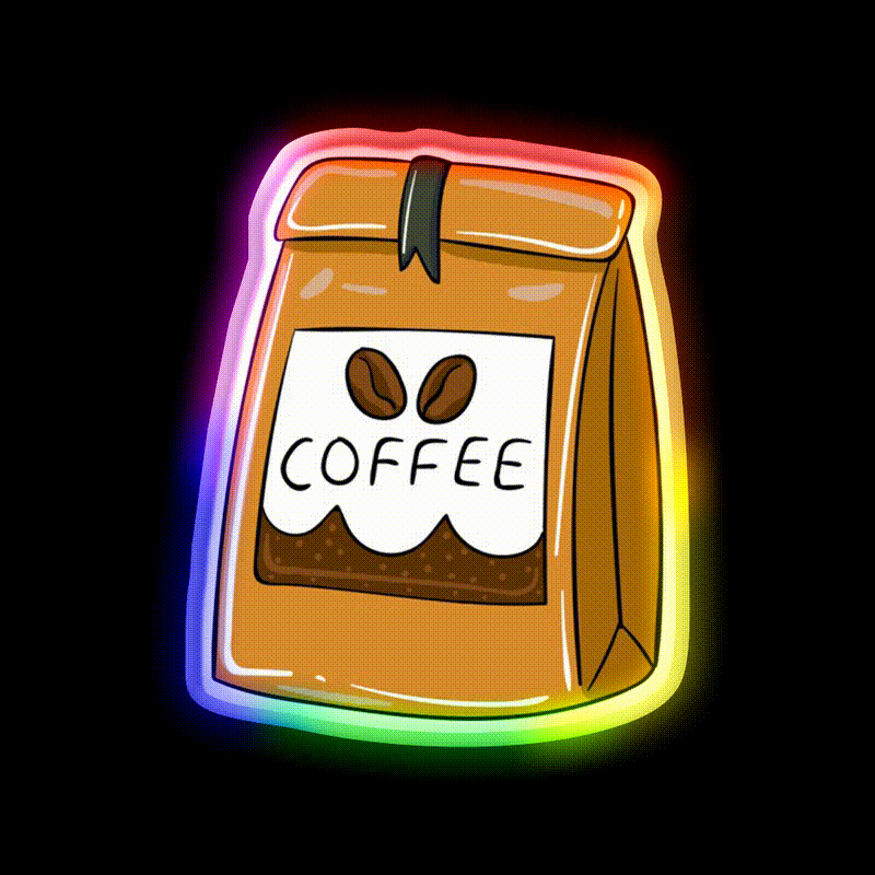 Bag Of Coffee Beans Cafe Led Neon Sign Espresso Bar Art Rgb Color