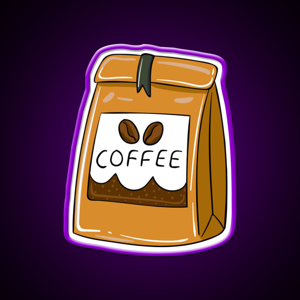 Bag Of Coffee Beans Cafe Led Neon Sign Espresso Bar Art Rgb Color