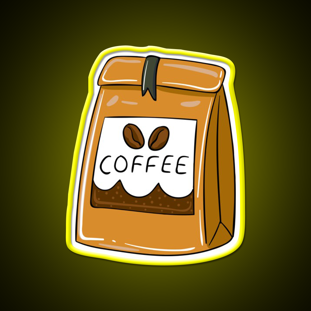 Bag Of Coffee Beans Cafe Led Neon Sign Espresso Bar Art Rgb Color
