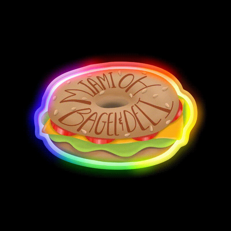 Bagel And Deli Miami University Snack Food Led Neon Sign Rgb Color - LED neon sign close-up detail
