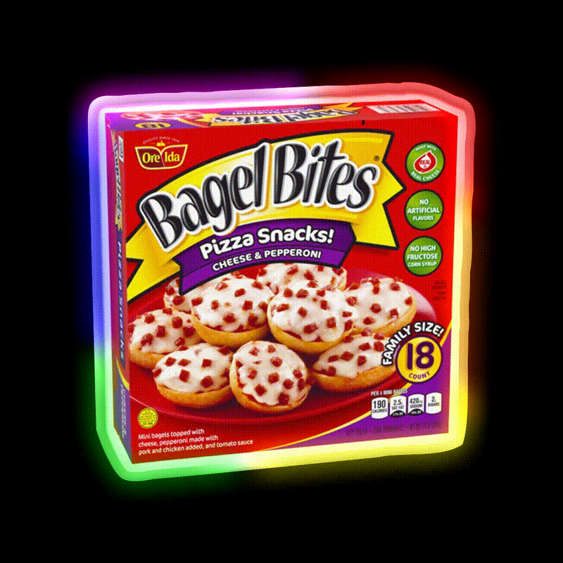 Bagel Bites Cheese Pepperoni Snack Food Led Neon Sign Rgb Color