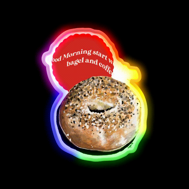 Bagel Coffee Good Morning Nyc Cafe Led Neon Sign Espresso Bar Art Rgb Color