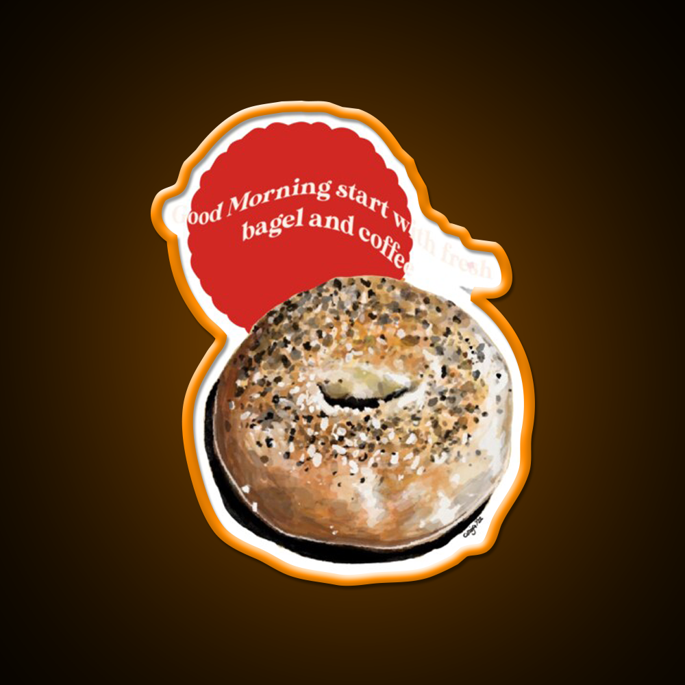 Bagel Coffee Good Morning Nyc Cafe Led Neon Sign Espresso Bar Art Rgb Color