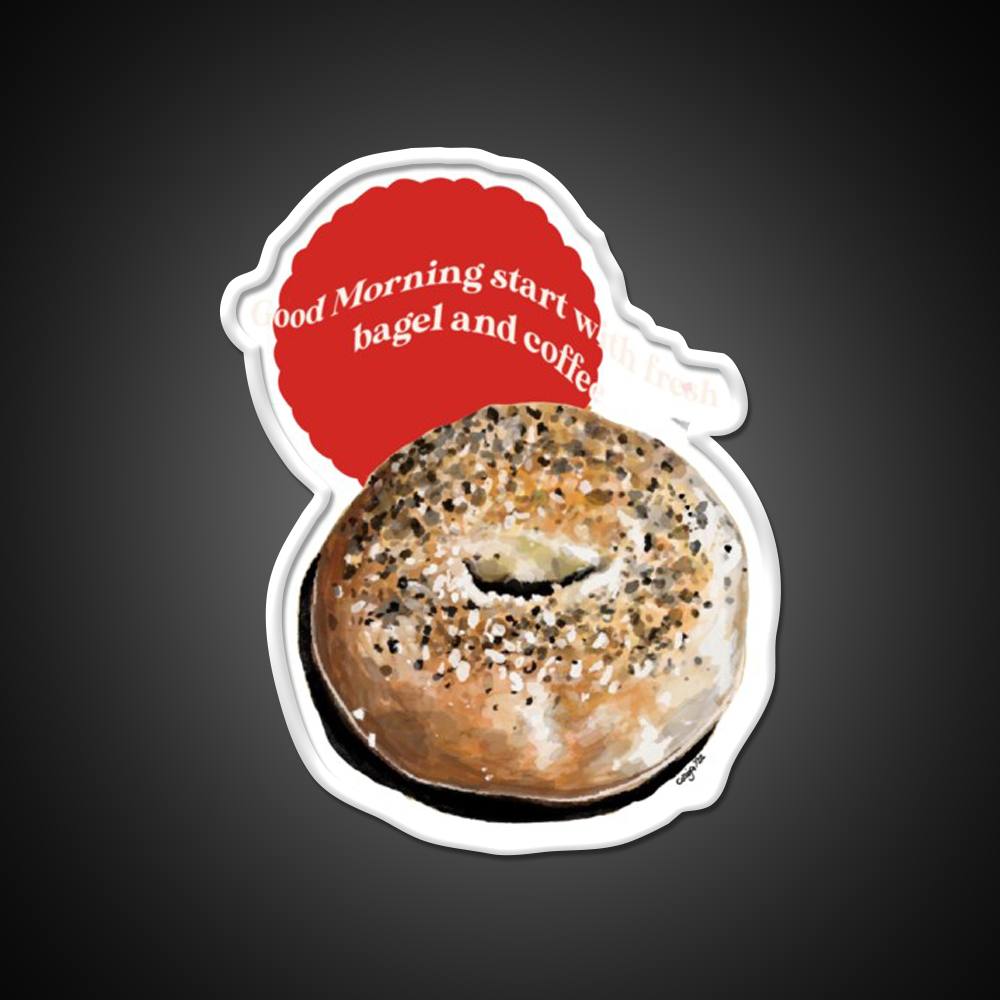 Bagel Coffee Good Morning Nyc Cafe Led Neon Sign Espresso Bar Art Rgb Color