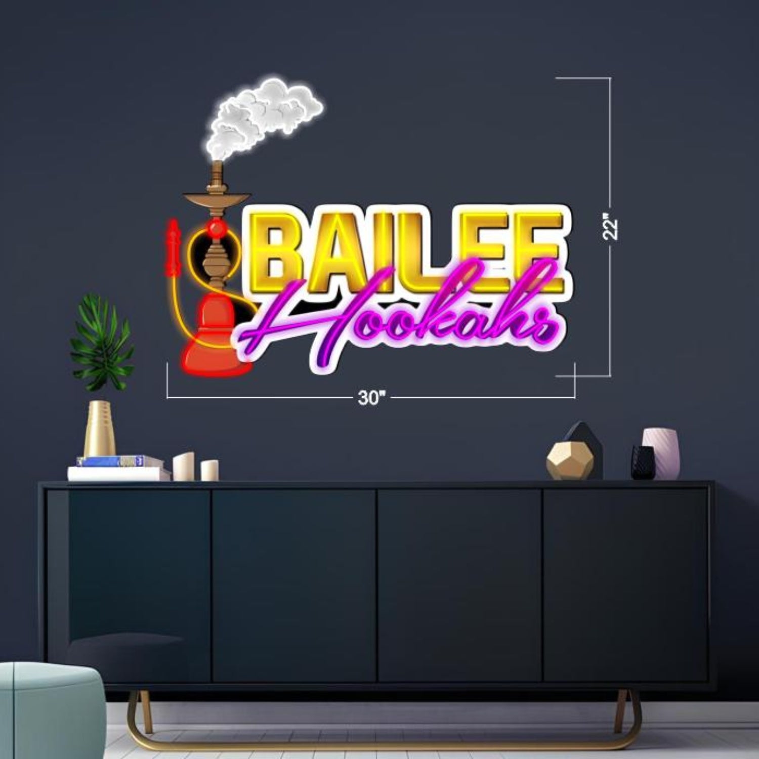 Bailee Hookahs Multicolor Led Neon Sign For Indoor Lounge Decor | Shineneon