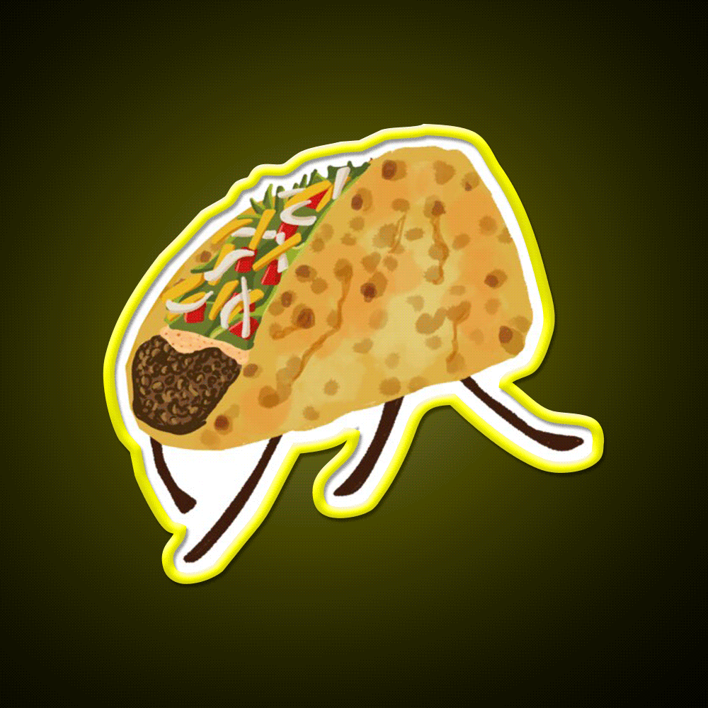 Baja Beef Chalupa Now With Limbs Taco Led Neon Sign Mexican Food Rgb Color - Custom LED neon sign front view