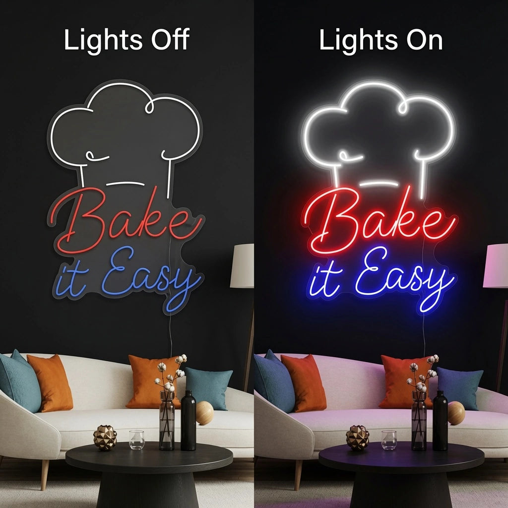 Bake It Easy Wall Decor LED Neon Sign - 06 Day Night Comparison