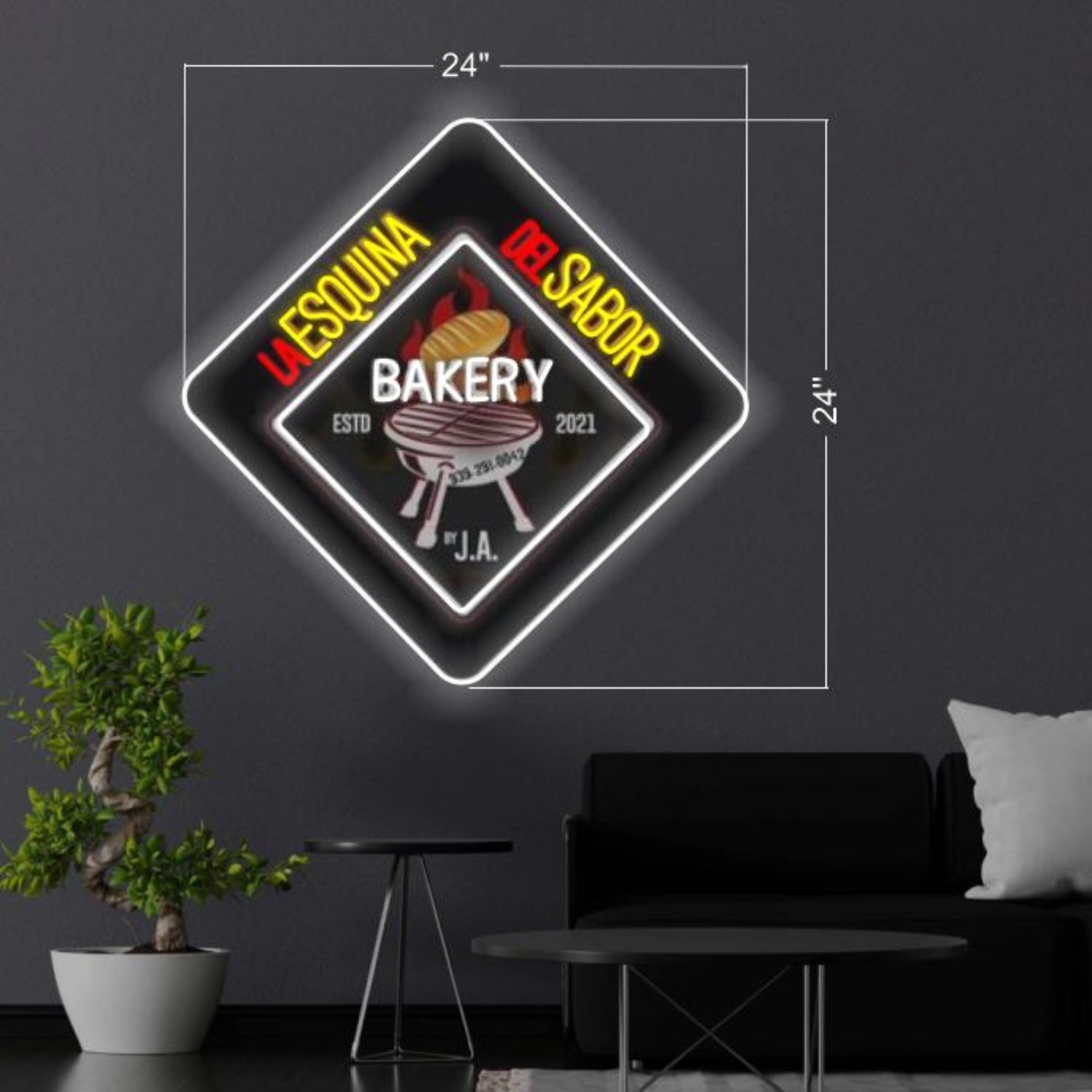 Bakery Red-Yellow-White Led Neon Sign With Flame For Bakery Shop Decor | Shineneon