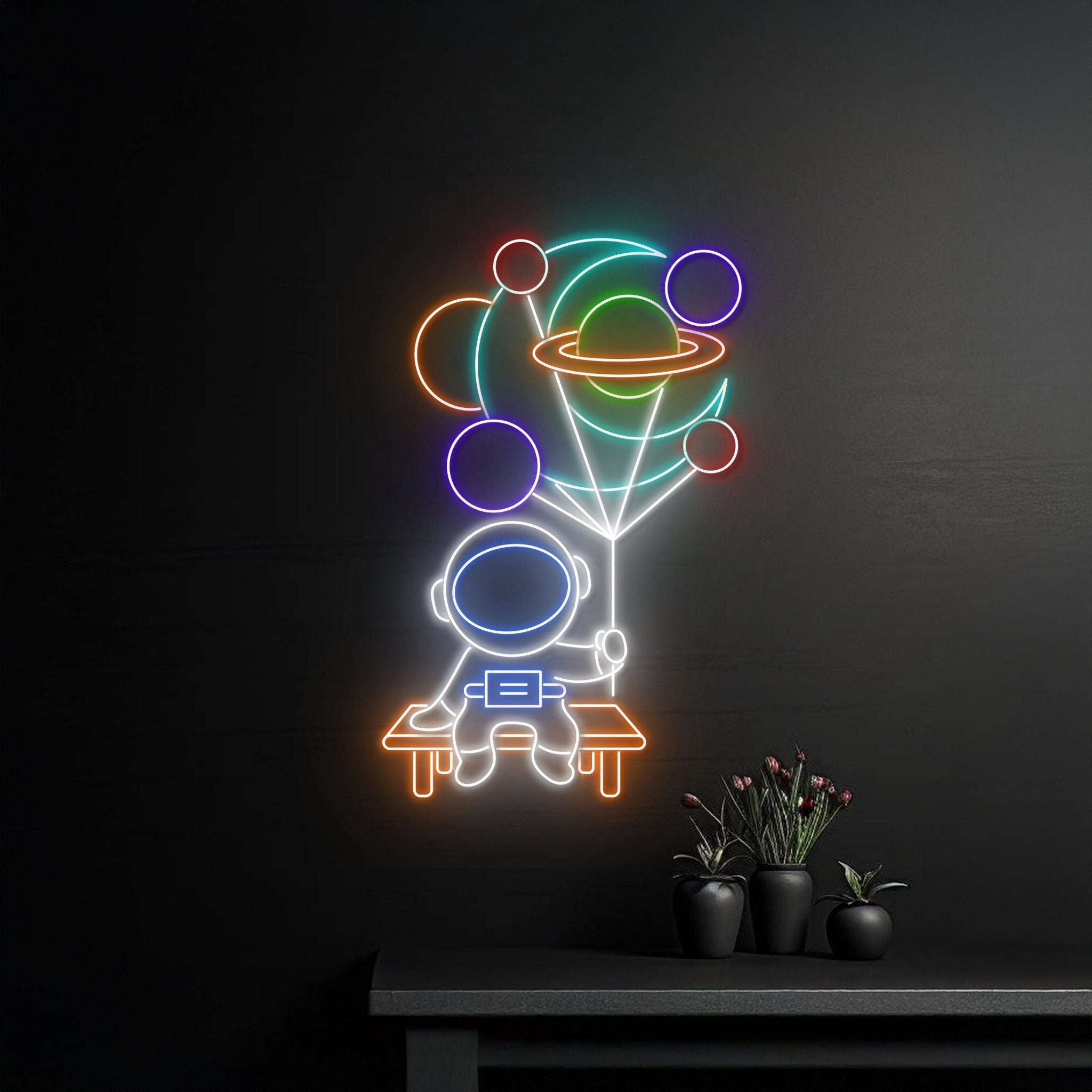 Balloon Astronaut Neon Sign Flying Astronaut Led Sign - Shineneon
