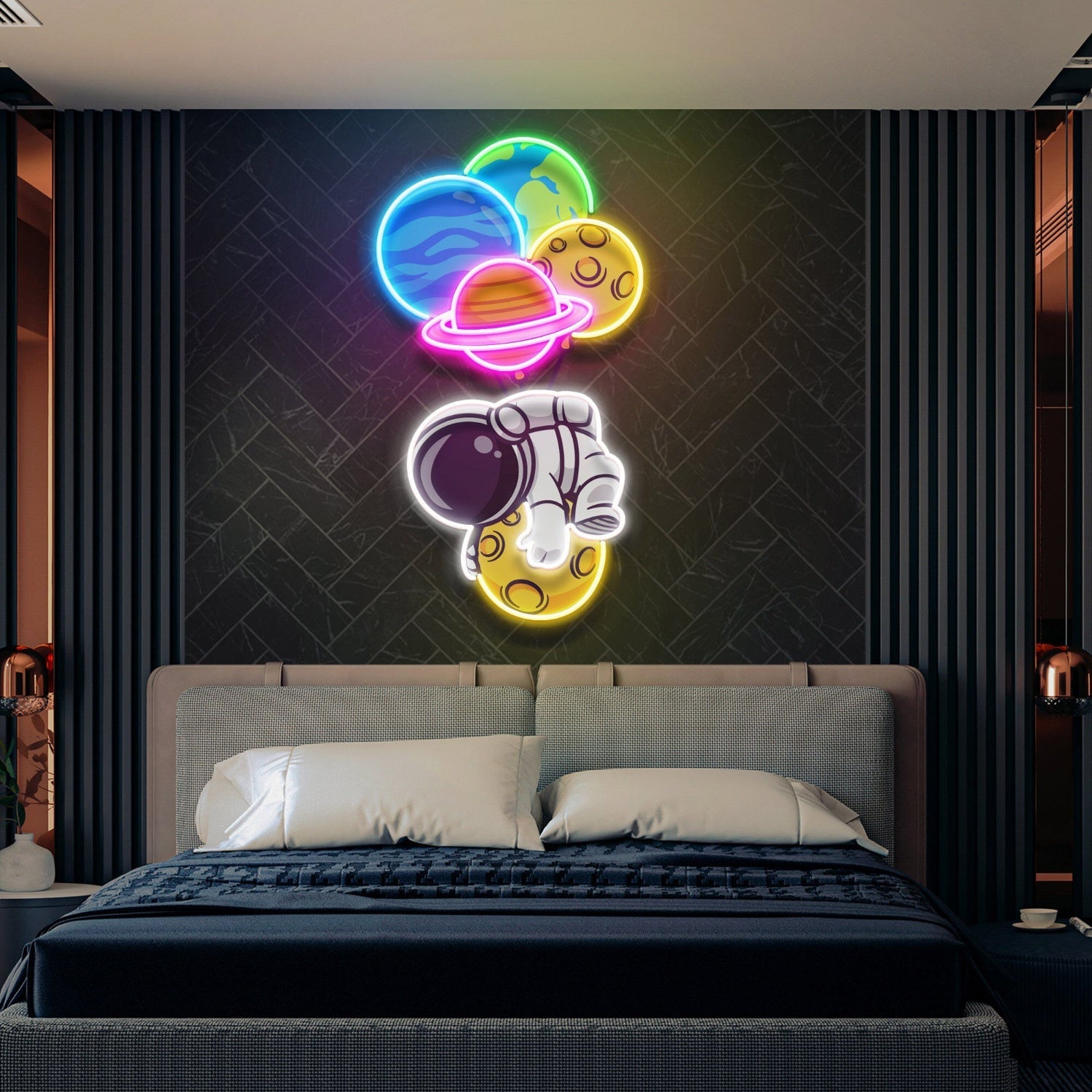 Balloon Astronaut Wall Decor Led Uv Neon Light For Home - Shineneon
