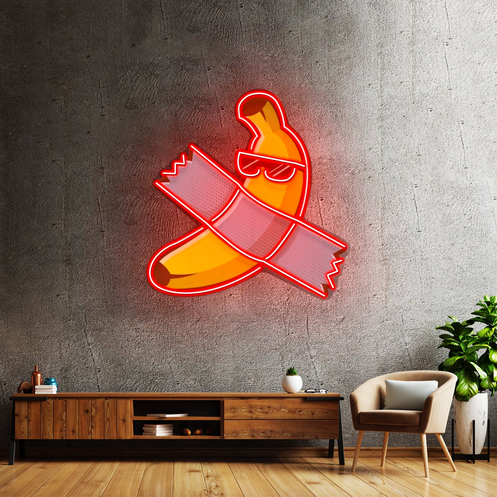 Banana Chilling Custom Led Signs Artwork For Sale - Custom LED neon sign front view