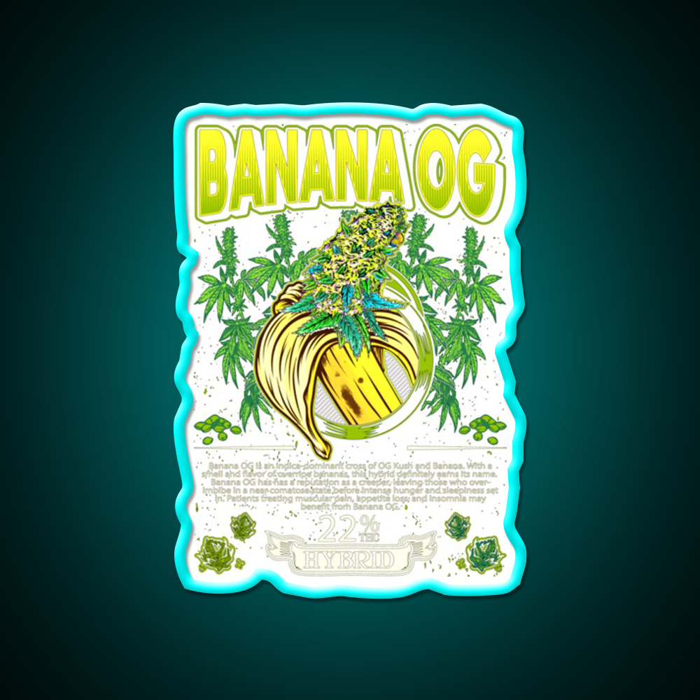 Banana Hybrid Cross Banana Hemp Inspired Green Leaf Led Neon Sign Rgb Color - Size and dimension reference
