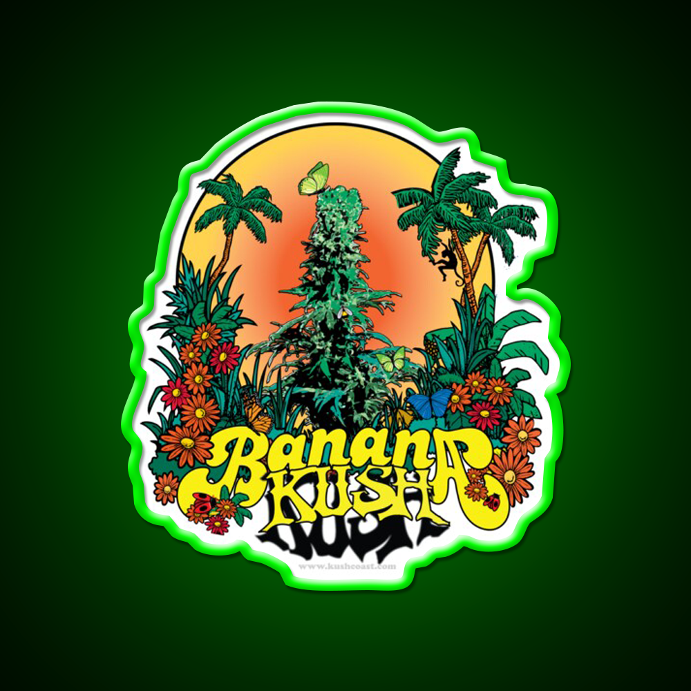 Banana Kush Strain Art Hemp Inspired Green Leaf Led Neon Sign Rgb Color - LED neon sign view 8