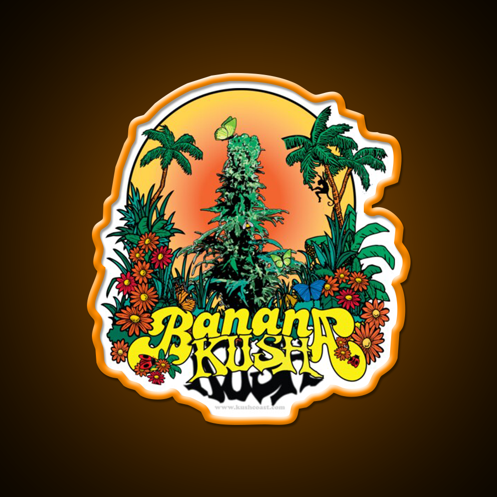Banana Kush Strain Art Hemp Inspired Green Leaf Led Neon Sign Rgb Color - LED neon sign view 6