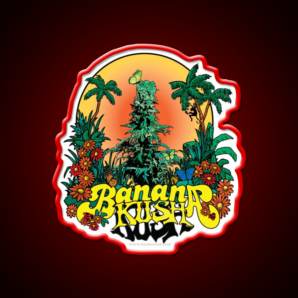 Banana Kush Strain Art Hemp Inspired Green Leaf Led Neon Sign Rgb Color - Shineneon