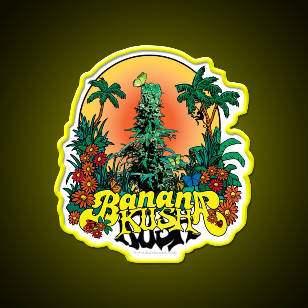 Banana Kush Strain Art Hemp Inspired Green Leaf Led Neon Sign Rgb Color - LED neon sign view 7