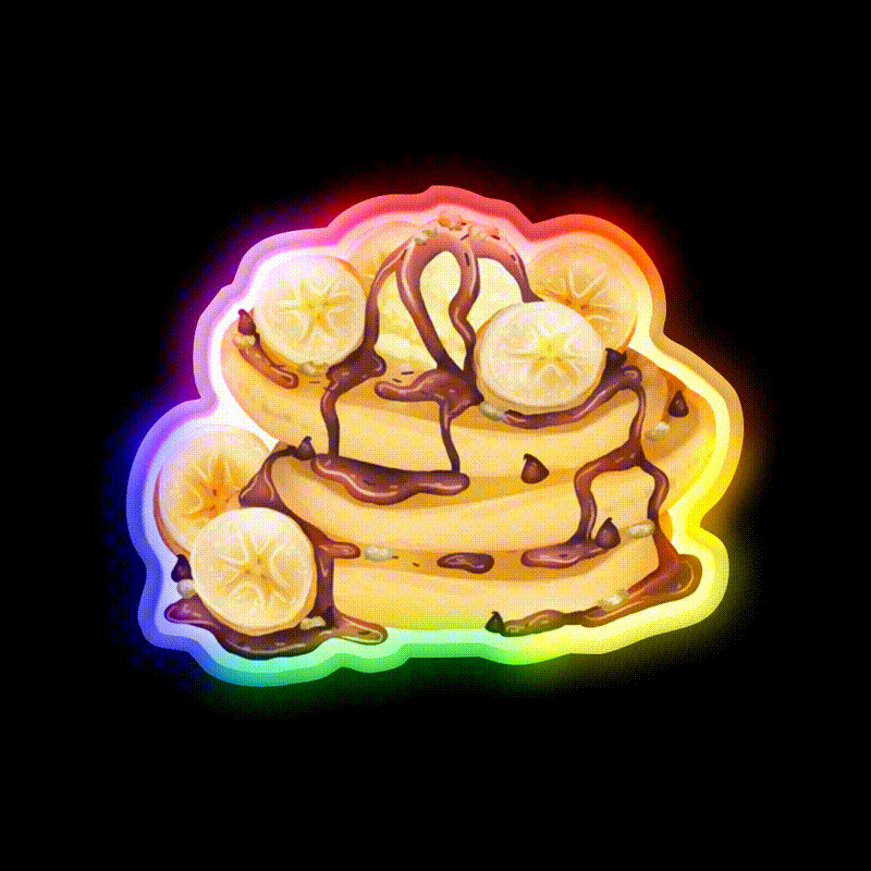 Banana Pancakes Snack Food Led Neon Sign Rgb Color - LED neon sign close-up detail