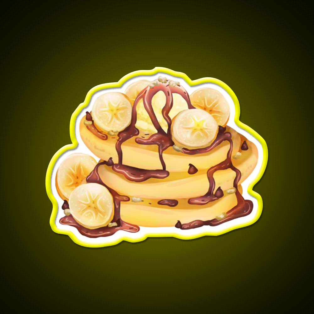 Banana Pancakes Snack Food Led Neon Sign Rgb Color - Custom LED neon sign front view